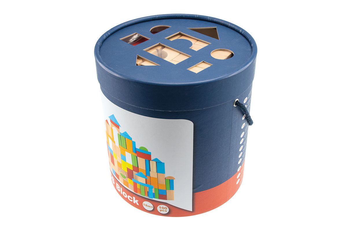Holzklötzchen in Stecktrommel - Set 100 Babylon BLS GmbH, Kopernikusstraße 1, 74670 Forchtenberg; Kontakt: mail@bls.de
