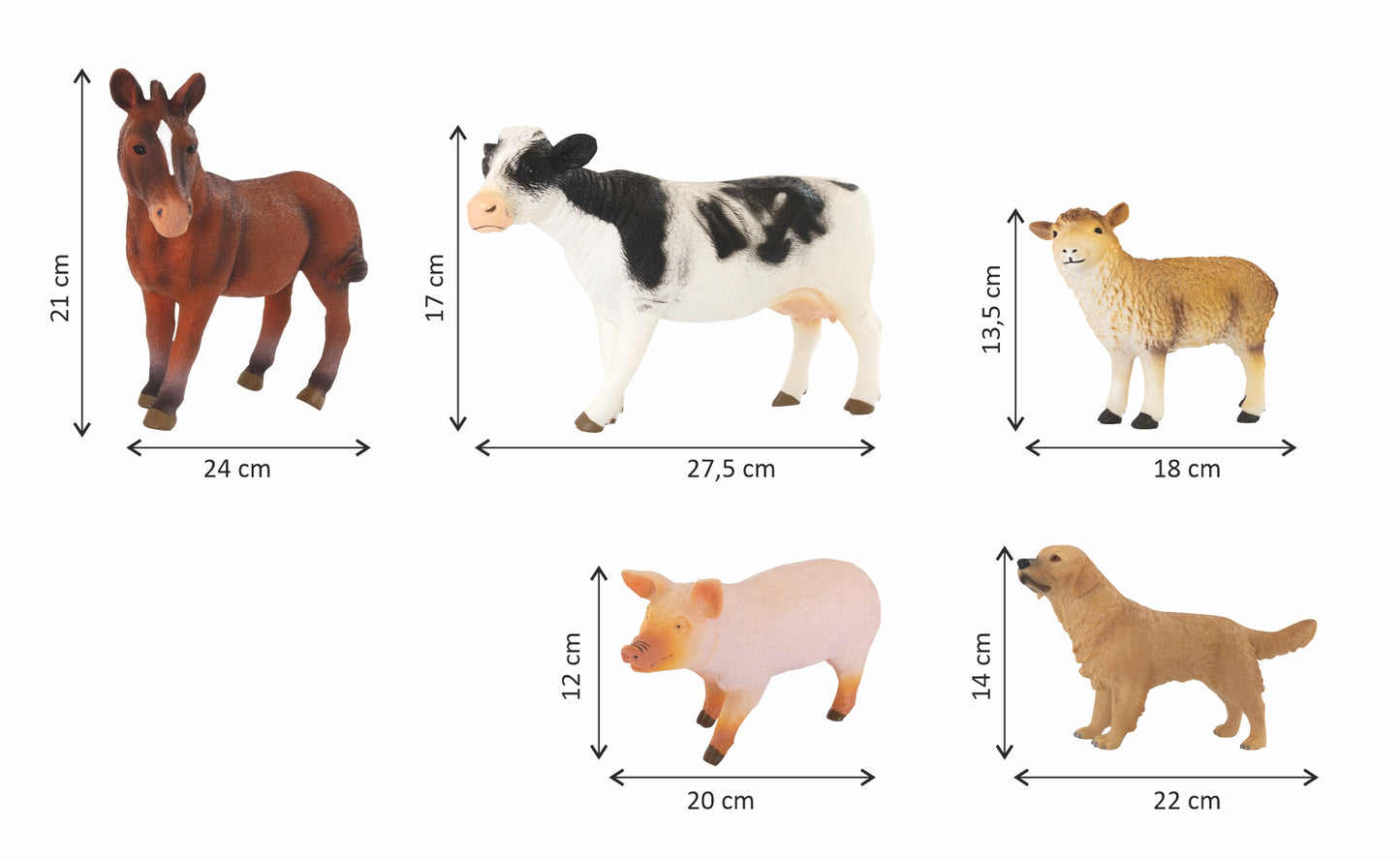 Animaux de la ferme en peluche - Lot de 5