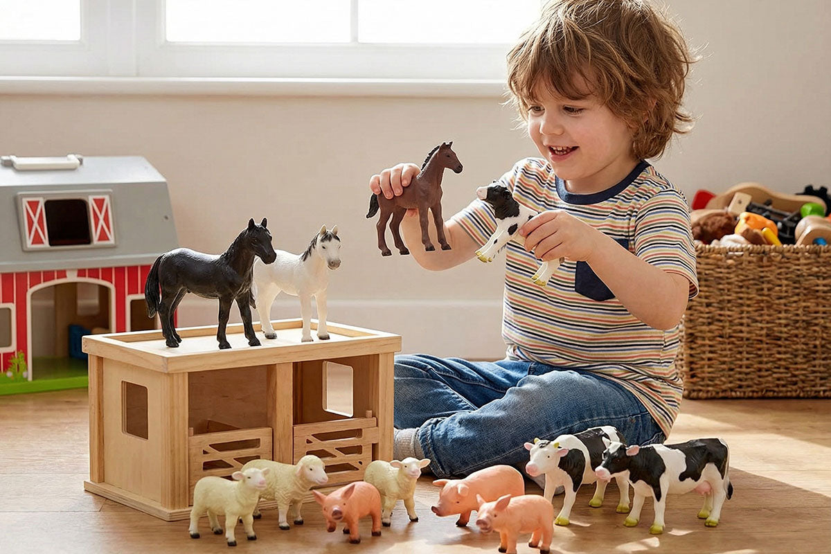 GOWI - Peluche Animaux de la Ferme - Lot de 12 