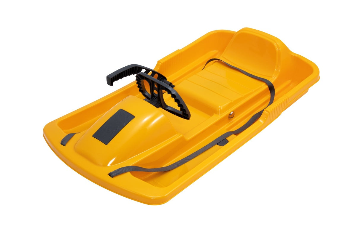Luge enfant KHW Snow Fox avec frein et volant - jaune melon